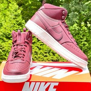 NEW Nike Court Vision Mid Wntr Burgundy Casual Sneaker Boot -US Mens 9 | 9.5